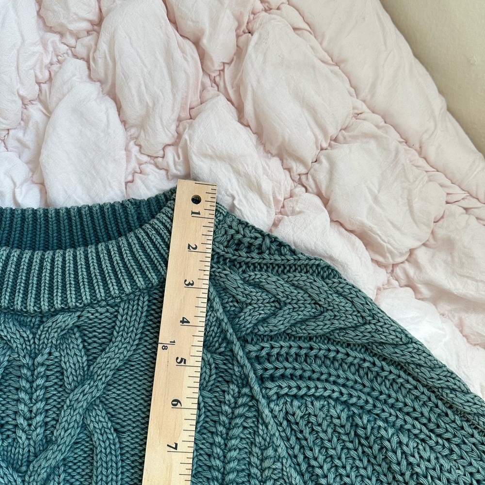 Free People Chunky Knit Sweater Teal Women’s XS Oversized - Picture 5 of 6